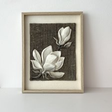 Botanika | Magnolia – obraz strukturalny 3D w ramie