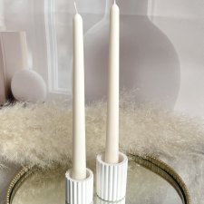 Dwie świece ekologiczne sojowe dekoracyjne stołowe "Rustic" 25cm białe (2 świece)