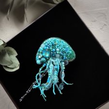 Ręcznie haftowana 3D broszka Meduza, Unikatowy prezent dla kobiety