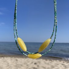 NASZYJNIK Z BURSZTYNEM I TURKUSEM EXOTIC