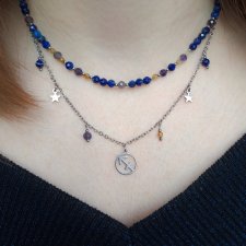 Naszyjnik dla Strzelca z lapis lazuli, ametystem i cytrynem