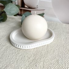 Zestaw świeca ekologiczna sojowa dekoracyjna "Rustic Ball" + ozdobna taca z gipsu- pudełko prezentowe