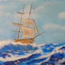 NASTROJOWY PEJZAŻ MALOWANY NA PŁÓTNIE - "W WALCE Z ŻYWIOŁEM" 30x40cm