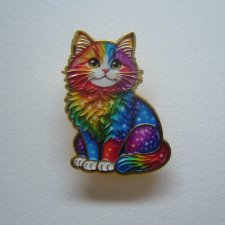 METALOWA EMALIOWANA PRZYPINKA PIN BAJKOWY KOLOROWY KOT KOTEK