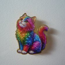 METALOWA EMALIOWANA PRZYPINKA PIN BAJKOWY KOLOROWY KOT KOTEK