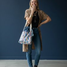 Torba granatowa handmade RASPBERI – unikatowa torba dla mamy z mocowaniami do wózka