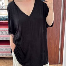Lane Bryant Czarna Bluzka z Ozdobnymi Ramiączkami Plus Size 26/28 8XL / 56 / 28