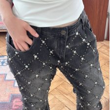 Vicious Authentic Denim Czarne Jeansy z Nitami Plus Size 2YK 4XL / 48 / 20