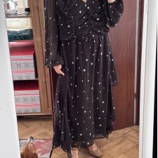 Eloquii Elements Czarna Sukienka w Białe Groszki Plus Size 6XL / 52 / 24