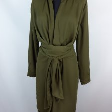 Missguided szyfonowa dłuższa asymetryczna tunika khaki / 8- S
