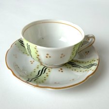 Stara Filiżanka ze spodkiem Oscar Schlegelmilch ręcznie malowana Niemcy 1925 Art Deco