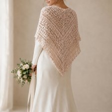 Duża ozdobna chusta ślubna SisLove ręcznie robiona blady róż