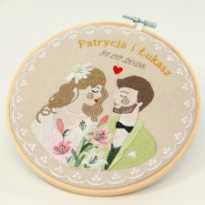 Ślubna, indywidualna dedykacja, haft w tamborku