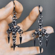 Kolczyki chainmaille z kolcami ze stali chirurgicznej gothic industrial dark fairycore