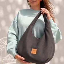 Torebka Hobo z zamszu tapicerskiego Czekoladowa