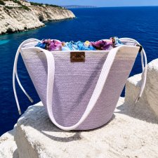 Ręcznie szyta torba shopper XXL ombre lila-jasny fiolet z wodoodporną podszewką