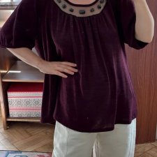 Venezia Bordowa Bluzka z Ozdobami Plus Size 26/28 5XL / 50 / 22