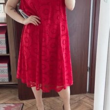 London Times Woman Czerwona Koronkowa Sukienka Plus Size 24W 4XL / 48 / 20