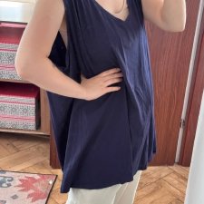 Granatowy top bez rękawów Roaman's 4X Plus Size V-neck oversize 8XL / 56 / 28