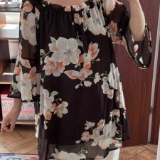White Mark Tunika Szyfonowa Kwiaty 4-6XL Plus Size 6XL / 52 / 24