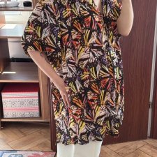 Roaman's Bluzka 28W Wiskoza Motyle Kolorowa Plus Size 8XL / 56 / 28