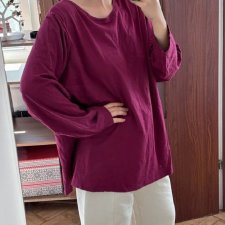Woman Within Bordowa Bluzka Longsleeve Plus Size 9XL / 58 / 30