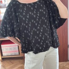 Ava & Viv Czarna Bluzka w Wzór Plus Size 4X 4XL / 48 / 20