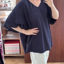 BloomChic Granatowa Bluzka Ażurowa Plus Size 28 8XL / 56 / 28