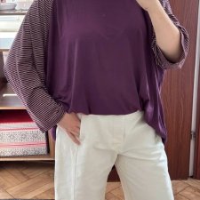 Terra & Sky Fioletowa Bluzka w Paski Plus Size 4X 8XL / 56 / 28