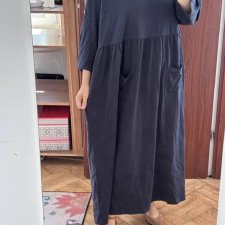 Ulla Popken Granatowa Sukienka Maxi Bawełniana Plus Size 24/26 7XL / 54 / 26