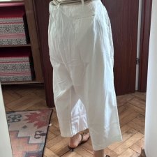Only Necessities białe spodnie culotte 32W Plus Size bawełna z paskiem 9XL / 58 / 30