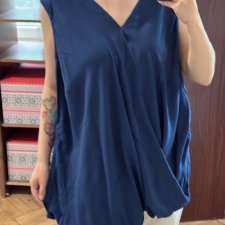 Niebieska bluzka bez rękawów Avenue 30/32 Plus Size z wiązaniem przód 9XL / 58 / 30