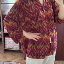 Bordowa wzorzysta koszula boho zygzaki merlot plus size 6XL / 52 / 24