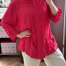 Gerry Weber koszula 4XL 48 malinowa fuksja elegancka plisowana Plus Size oversize 4XL / 48 / 20