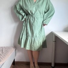 Lane Bryant sukienka midi bawełniana damska Plus Size, szałwiowa z wiązaniem 8XL / 56 / 28