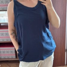Avenue top bawełniany bez rękawów Plus Size, granatowy 6XL / 52 / 24