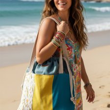 Duża torba z kominem RASPBERI – unikatowa shopperka handmade