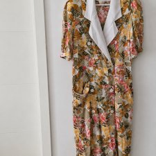 Sukienka vintage 38 M kwiaty monstera lata 80/90
