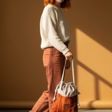 Torba shopper z kominem RASPBERI – unikatowa torba handmade w stylu no waste