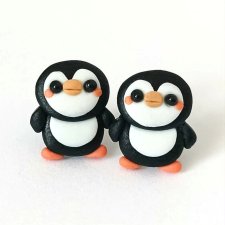 Kolczyki pingwiny kawaii na sztyftach urocza biżuteria handmade