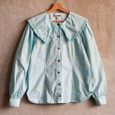 Bawełniana koszula z ozdobnym kołnierzem duńskiej marki Ganni 40 kołnierzyk peter pan collar w kwiaty