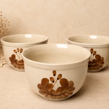 Miseczki Mirostowice PRL bulionówki beżowe 3 sztuki Mid-Century Polish Design Vintage