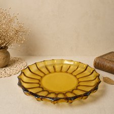 Patera Art Deco miodowa Szkło prasowane Bohemia Czechosłowacja lata 30 Vintage
