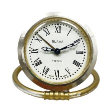 Radziecki budzik mechaniczny Slava 11 jewels – lata 60., sprawny, vintage ZSRR