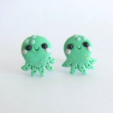Kolczyki ośmiornice kawaii turkusowe na sztyftach