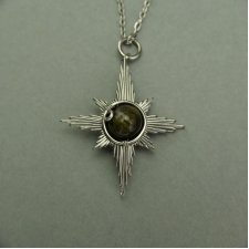 Wisiorek róża wiatrów obsydian złocisty, wire wrapping