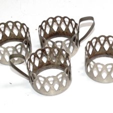 Metalowe  koszyczki do szklanek vintage PRL 4szt