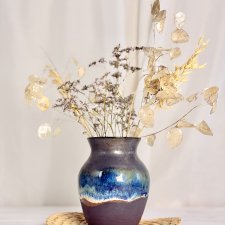 Ceramiczny wazon na kwiaty "Lanzarote", organiczne szkliwienie, czarna kamionka