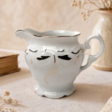 Mlecznik Wałbrzych biała porcelana i złocenia Polski design Vintage lata 60/70