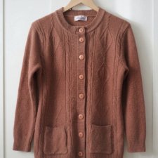 Kardigan w stylu vintage rdzawy karmelowy M L / true vintage Cottage splot
